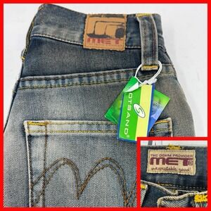 MET Flare Jeans Womens 28 Blue Dirty Wash Italian Denim Y2K Vintage NEW